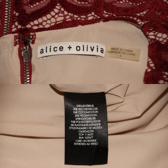 ALICE+OLIVIA Red Lace Laila Open Shoulder Dress 4 - Picture 7 of 8